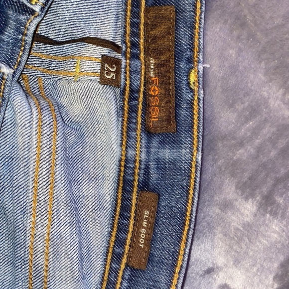 FOSSIL jeans, women's size 25 Made in the USA. Slim bootcut, "vintage dark" - Picture 3 of 10
